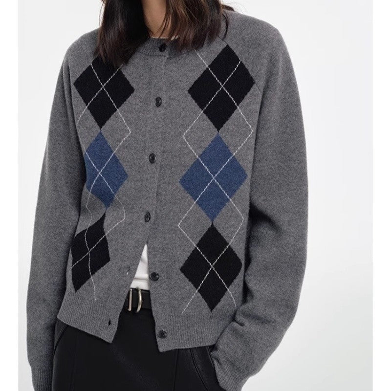 College style sweater 100% Australian Wool Sweaters Large Size Cardigan High-grade Women's Autumn Winter Fashion Knitwear