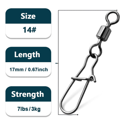 Giradores de Encaixe Duo-Lock 50~200 Peças Girador de Pesca Encaixe de Aço Inoxidável Latão Água Salgada Conectores de Barril Rotativo para Pesca