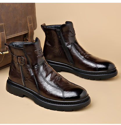 British-style Men's Casual Retro Chelsea Boots for Men Autumn Winter Cow Leather Shoes Male Fashion New Designer Ankle Boots Man