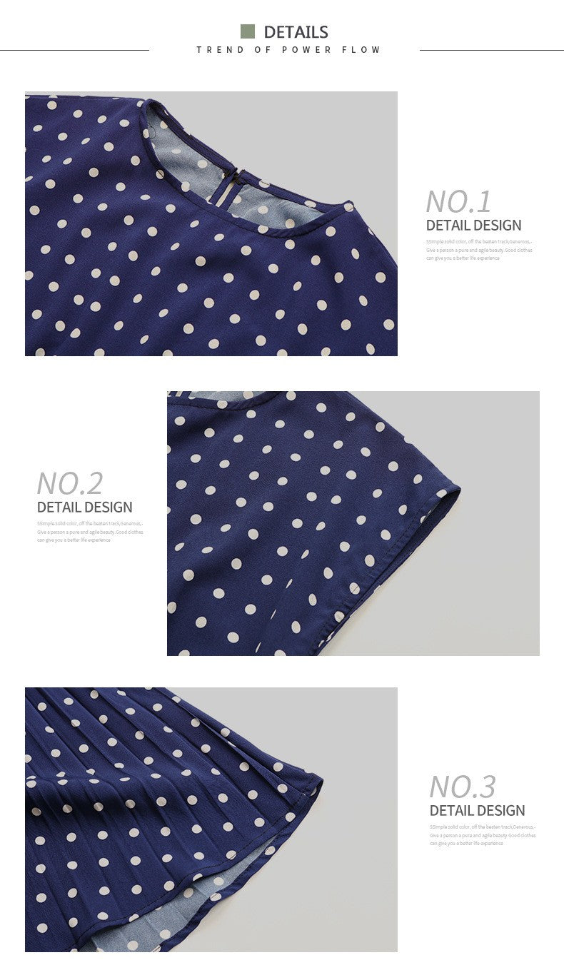 Summer Dresses For Women High Waist Midi Elegant Pleated Polka Dots Office Lady Dinner Party Vacation Dress Female Clothing Robe