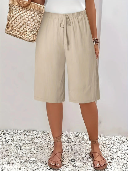 Women's 2025 Casual Solid Color Shorts - Mid-Length 5-Inch Bermuda Shorts, High Waist Loose Fit Summer Short Pants