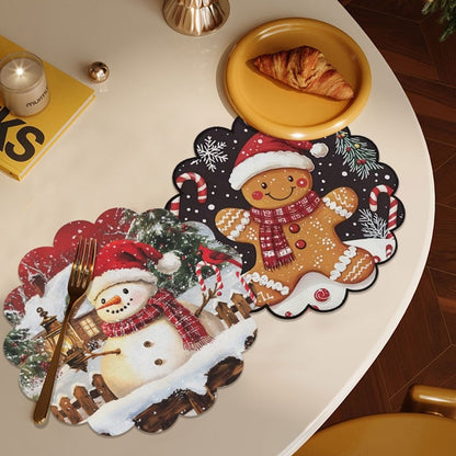 4pcs Christmas Placemats Dinner Table Cloth Plates Mat Resistant Table Mats Place Mat Christmas Party Tablecloth Decoration