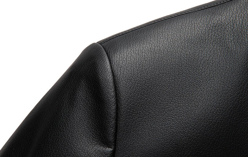 Leather Fashion Handsome Trend Solid Color High Quality Male Stand Collar Dad Father Middle-aged Leather Autumn and Winter Coat