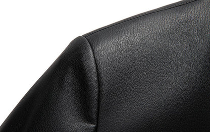 Leather Fashion Handsome Trend Solid Color High Quality Male Stand Collar Dad Father Middle-aged Leather Autumn and Winter Coat