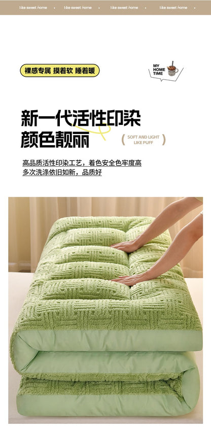 Colchão de Lã Super Macio e Fofo Acolchoado Extra Grosso e Quente para Inverno Queen Size Dobrável para Chão de Camping