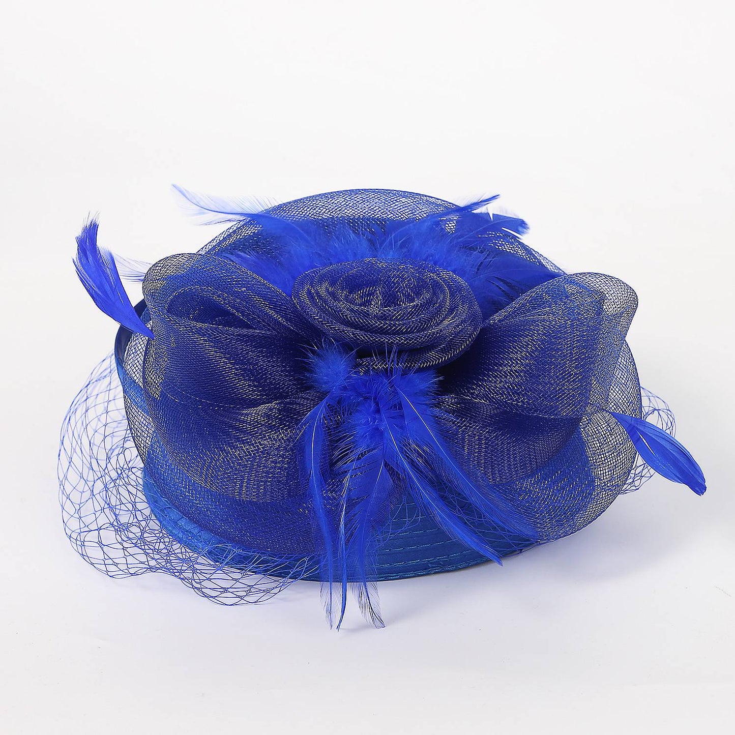 FS Casamento Igreja Chapéus Vermelhos Fascinadores Para Mulheres Com Véu de Pena Festa Coquetel Adorno de Cabeça 2025 Senhora Elegante Chapéu Kentucky Derby