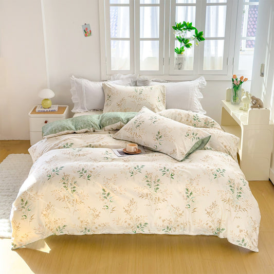 3pcs Elegant Floral Tea Art Print Duvet Cover Set? Soft Skin-Friendly Bedding Set Includes 1 Duvet Cover And 2 Pillowcases