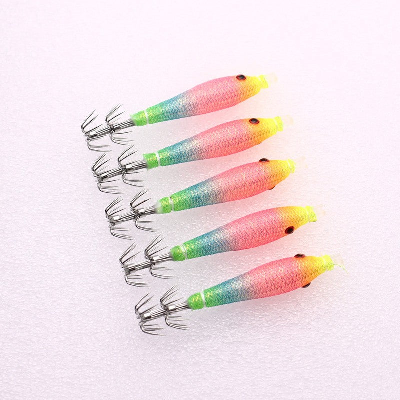 5 unidades/saco 68mmRolo de Pano Luminoso UV Tubo de Sopro Pesca Polvo Isca de Camarão de Madeira Anzol de Lula pesca Anzol de Explosão de Pesca