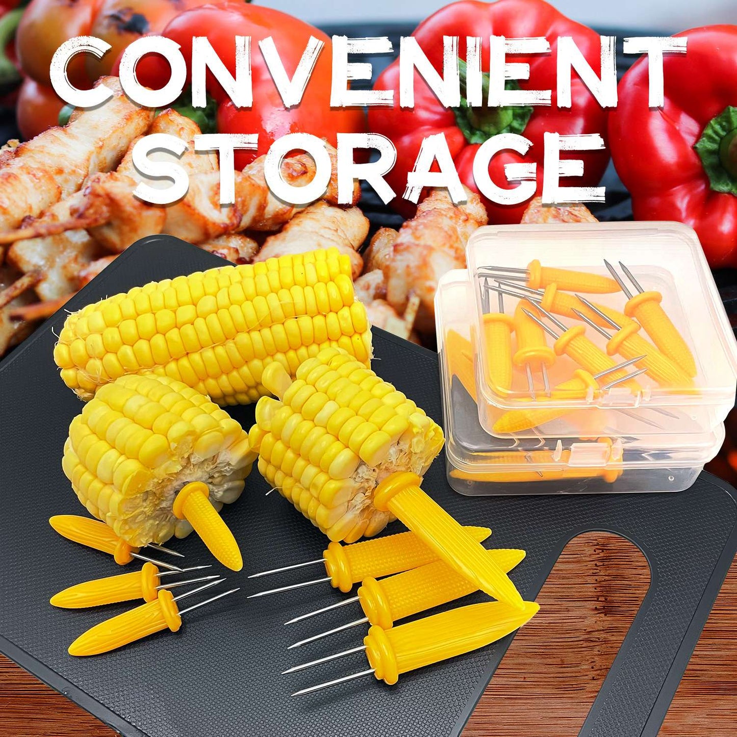 Stainless Steel Corn Fork 12/8Pcs With Box Anti Scalding Barbecue Corn Holders Camping Fruit BBQ Picnic Cooking Tools Outdoor