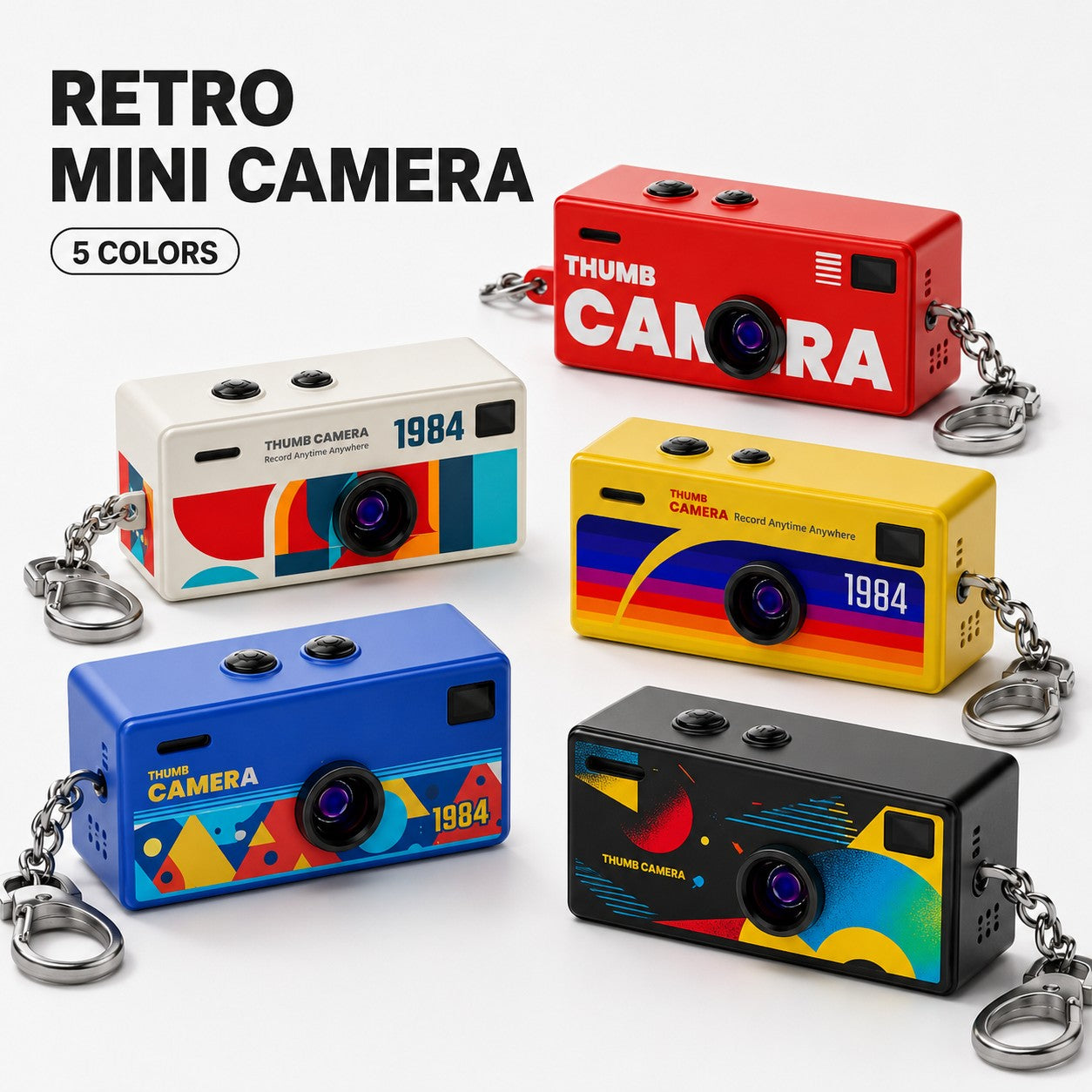 1Pc Portable Mini Thumb Camera Keychain Camcorder 1080p Video Recorder with Memory Card Support and Built-in Flash for Events