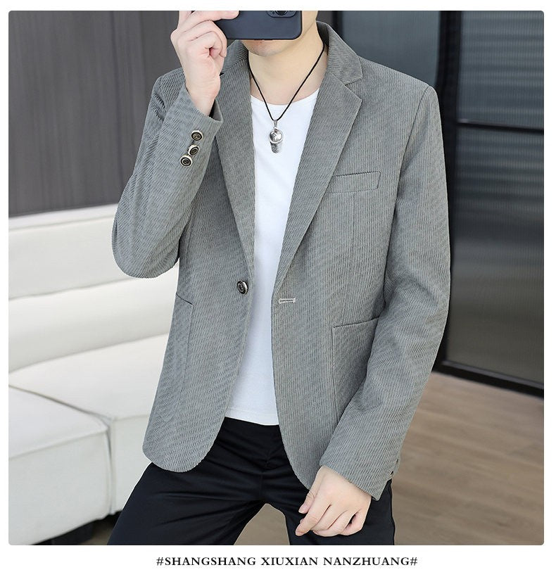 Blazer's New Men's Fashion Outdoor Travel Camping Youth Wedding Hosting Campus Slimming Casual Solid Color Korean Version Blazer