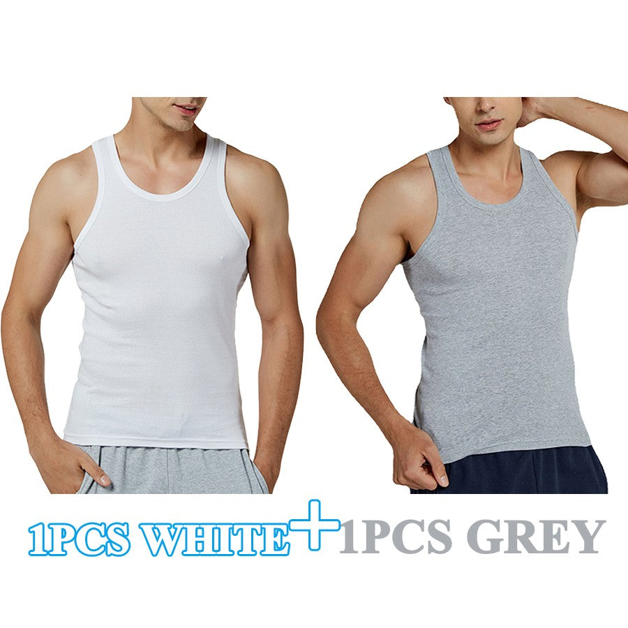 Tank Tops Men New 100% Cotton Solid Vest Mens Slim Casual Breathable Sleeveless