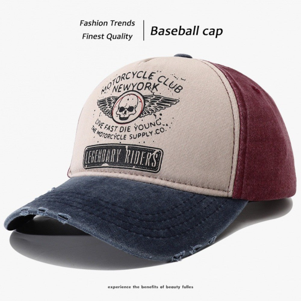 Fashion Skull Print Baseball Hat Bones Washed Cotton Snapback Hats Fashion Adjustable Sun Visors for Men Women