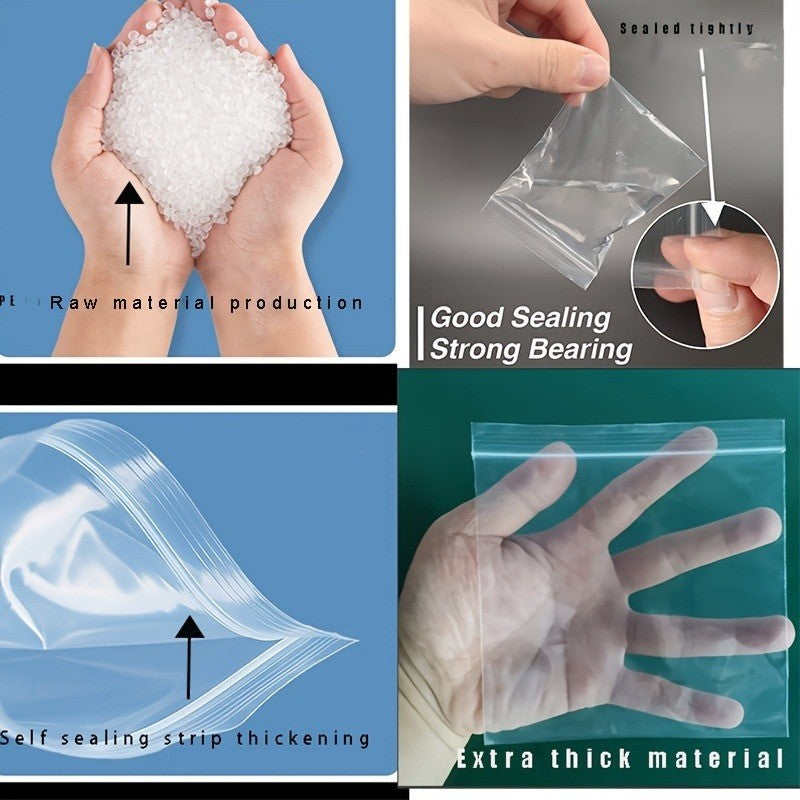 8*12cm 100 PCS,Thickened Plastic Sealed Clear Zip Lock Bags – New PE Material, Waterproof Seal, Heavy-Duty, Universal Packaging