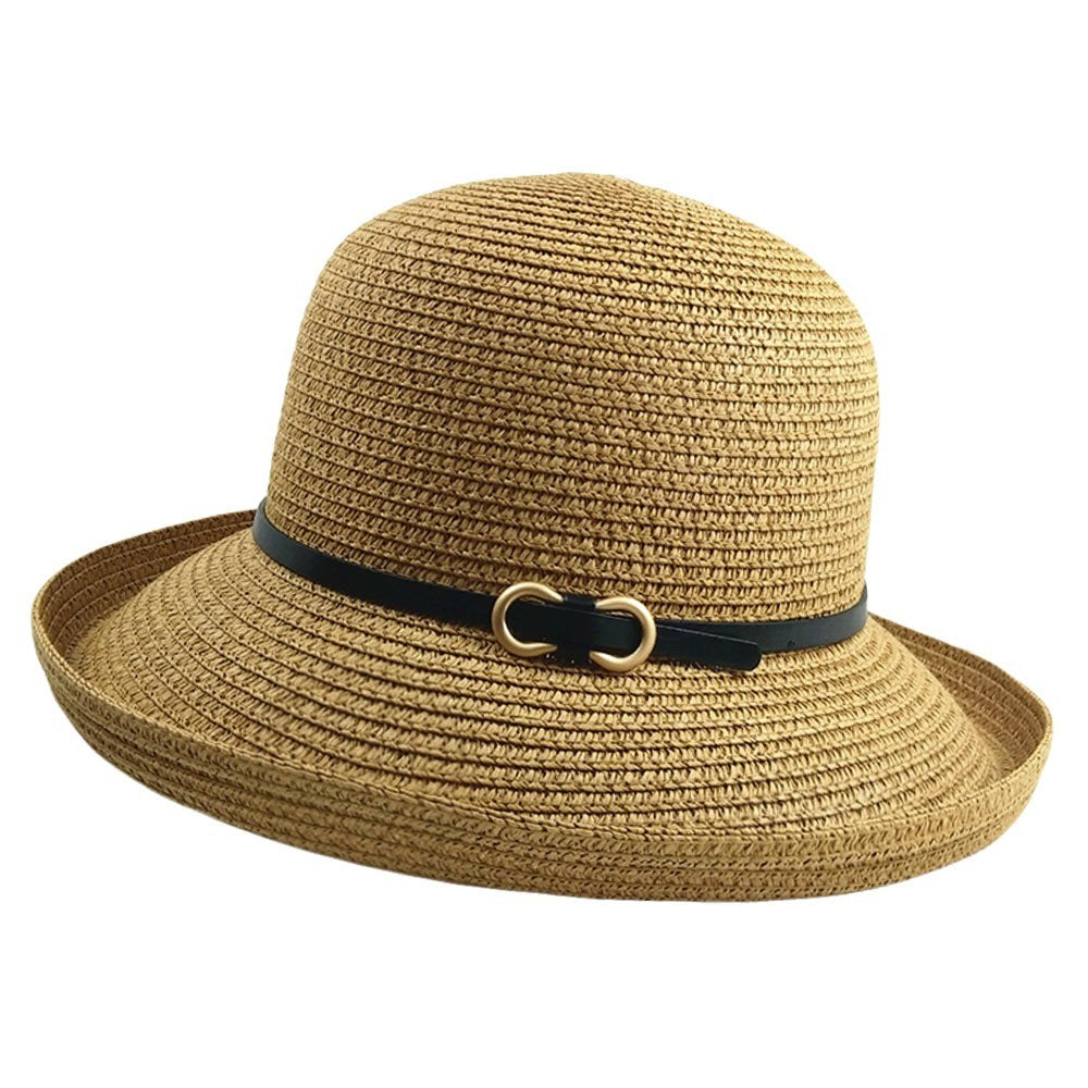 Chapéu de Palha Trançado da Moda Revelando o Rosto Chapéu de Praia Pequeno com Proteção Solar Chapéu Respirável para Sombra do Sol Viagem