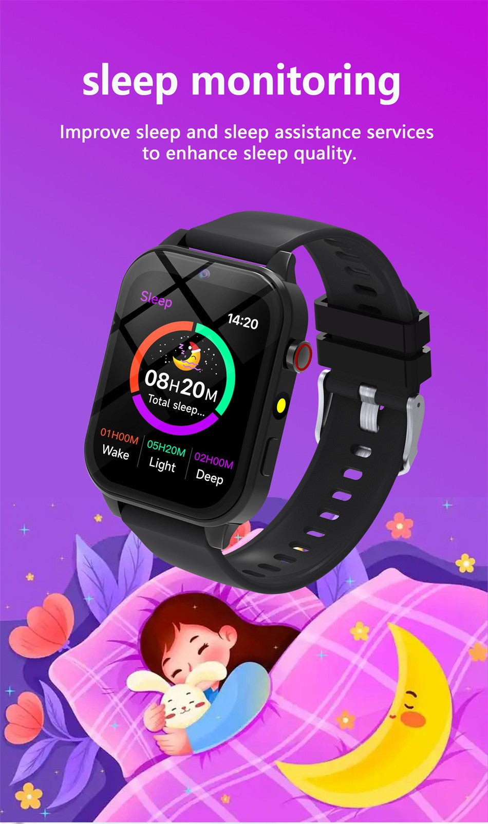 2025 New Children Smart Watch Alarm Clock LED Flashlight Waterproof Kid Watches HD Camera Take Photo Puzzle Game Smartwatch Girl