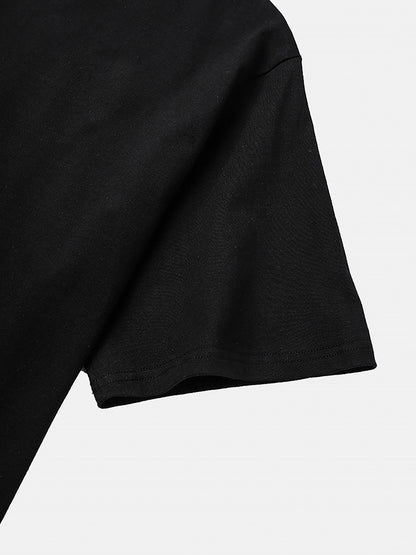 Short-sleeved T-shirt with waves and letters print Casual beach style Suitable for women's daily and outing wear in all season