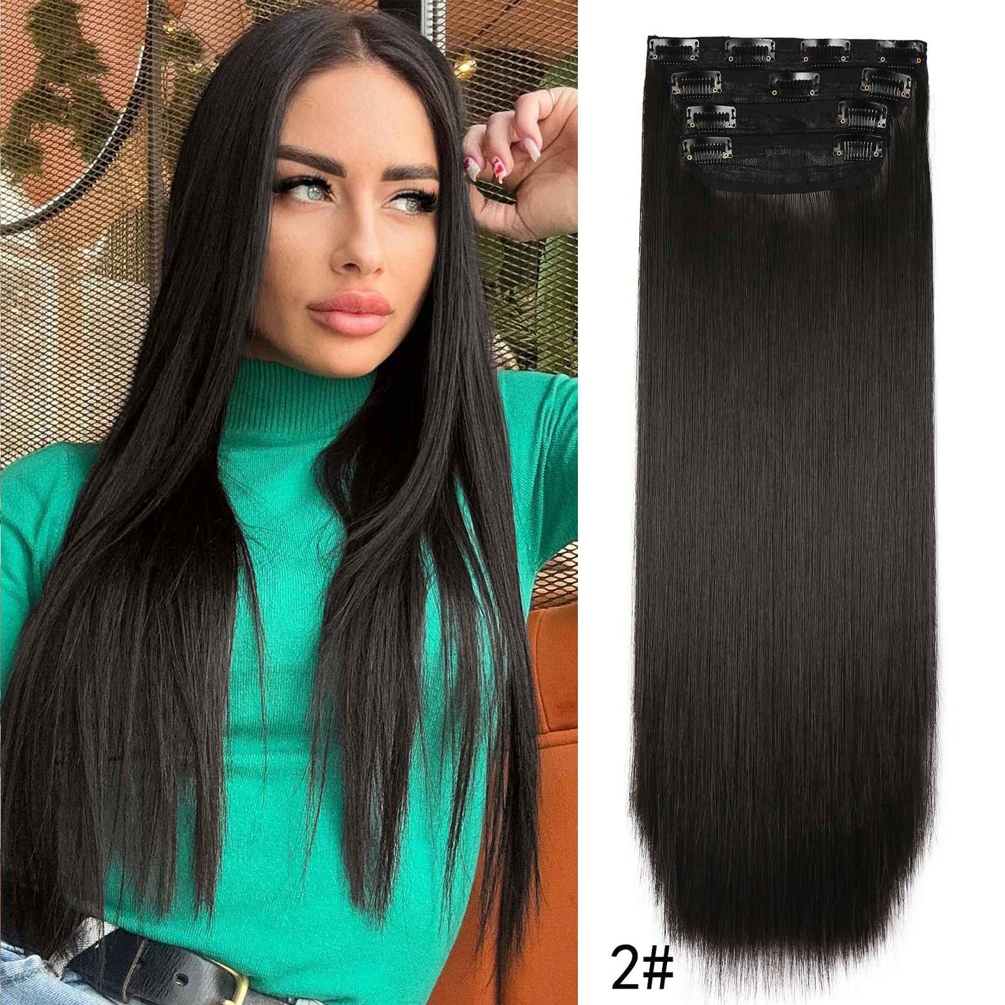 Kit 4 Peças Aplique Tic Tac Cabelo Sintético 20 Polegadas Cacheado Longo Grosso Para Mulheres Cabeça Inteira extensões de cabelo sintéticas