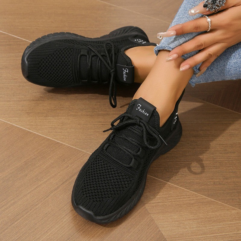 Designer Women Casual Sneakers Sports Shoes Fashion Brand Lace Up Loafers Female Knitted Mesh Breathable Shoes for Women