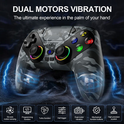 Controller For Playstation5 PS5/PS5 Pro/Slim/PC,RGB Wireless Gamepad Hall Effect Trigger Marco/Turbo Anti-Drift Game Joystick