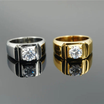 Anel Masculino Zircão Titânio Dedo Indicador Personalidade Dominador Hipster Simulação Diamante Anel de Casamento