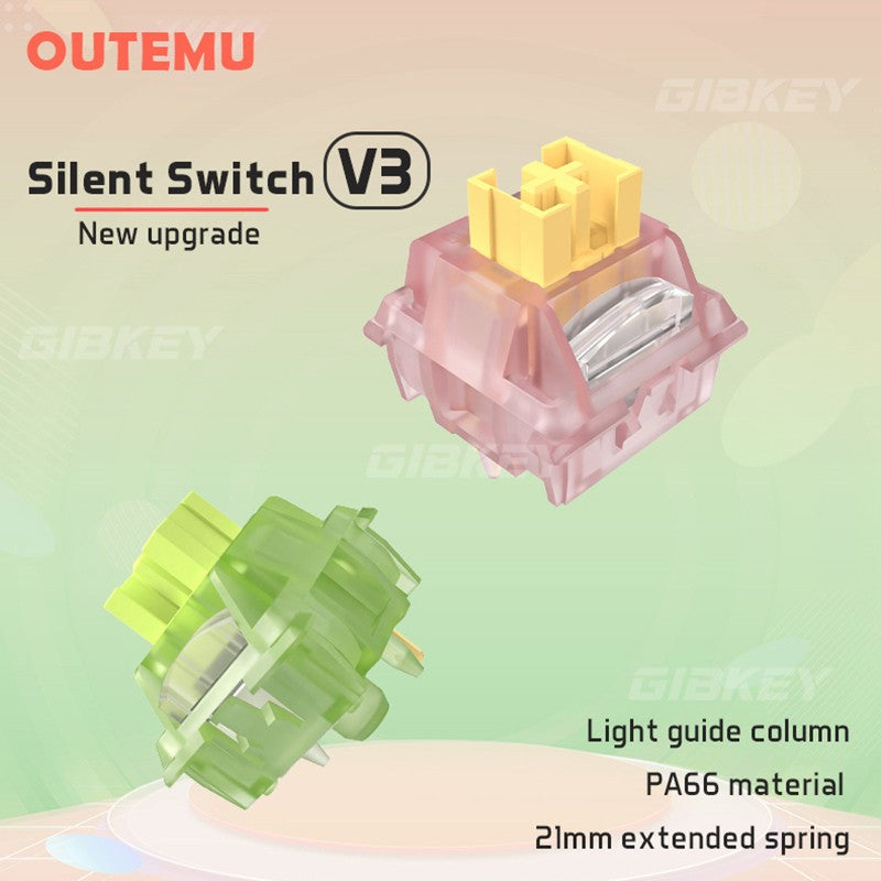 Switch Outemu Silent Peach V3 Lubrificado Mute Lemon V3 Switches Teclado Mecânico Linear Tátil 5 Pinos Hot swap Pré-lubrificado PA66 POM