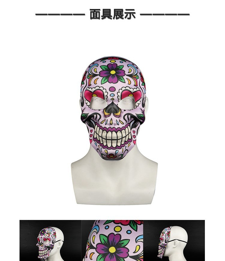 2023 Masks Mexican Day of The Dead Skull Mask Cosplay Halloween Skeletons Print Masks Dress Up Purim Party Costume Prop