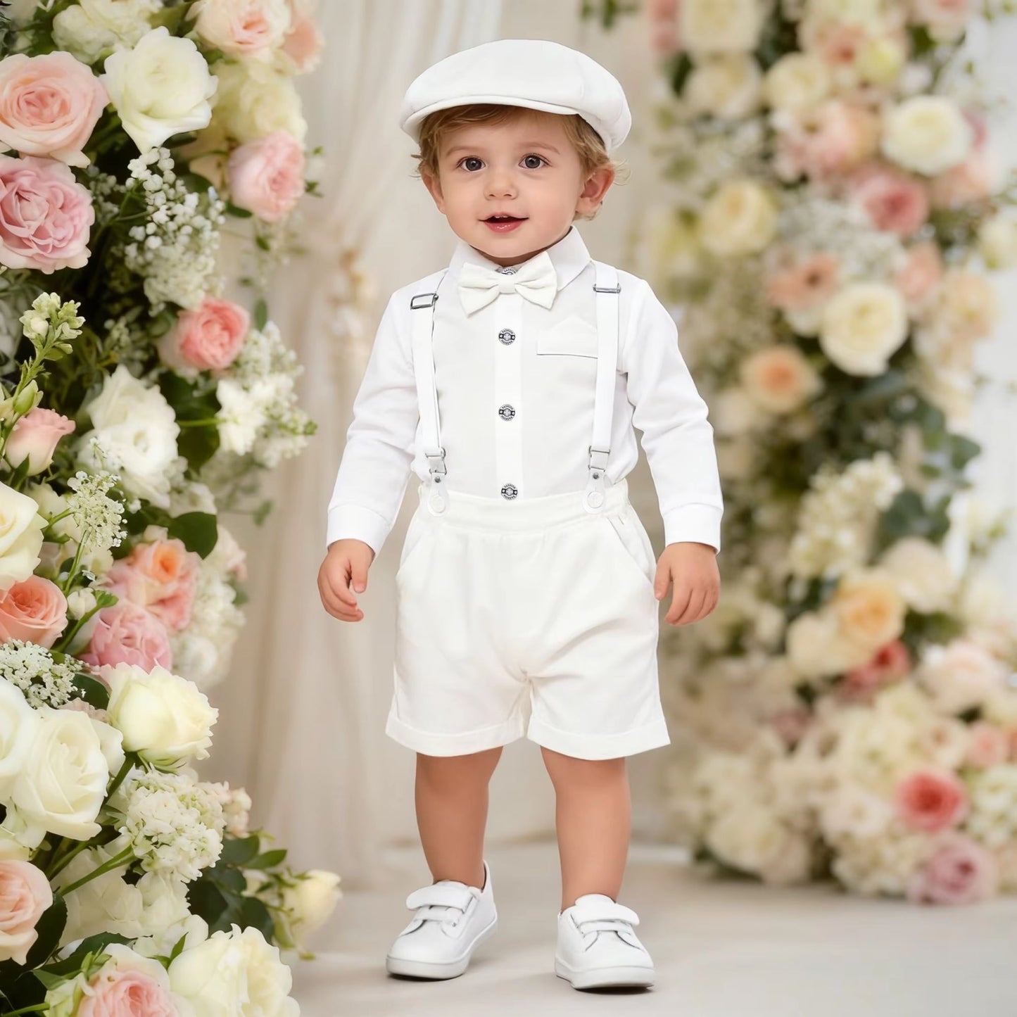 Roupa de Batismo para Bebês Meninos, Terno com Suspensório, Conjunto Formal de Cavalheiro para Casamento de Meninos da Flor, Roupa de Recém-nascido