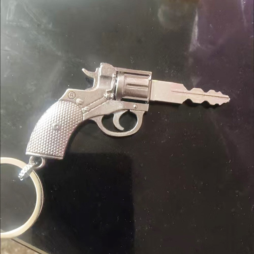 Pistola Revólver Modelo DIY Modificação de Chave Cabo Requer Polimento Manual Chaveiro Criativo Chave de Carro Cabeça de Moto