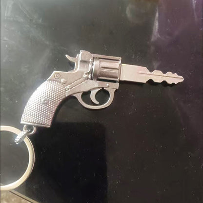 Pistola Revólver Modelo DIY Modificação de Chave Cabo Requer Polimento Manual Chaveiro Criativo Chave de Carro Cabeça de Moto