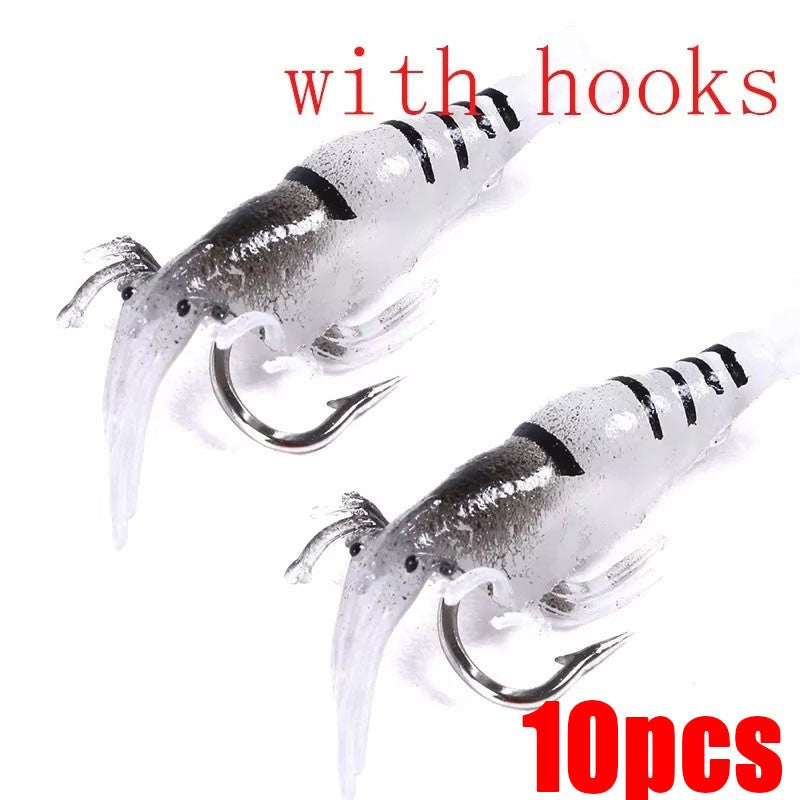 10/20/30 PEÇAS Isca Macia de Camarão para Pesca com Anzol, Iscas Artificiais Crankbaits para Pesca, Iscas Artificiais Wobblers para Pesca de Arrasto
