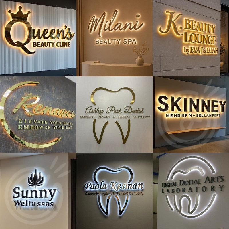 Custom Business Sign Large Illuminated Logo Metal 3D LED Letter Durable LED Backlit Signage Name Outdoor Shop Door Head