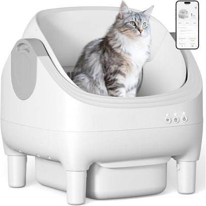 Caixa de Areia Inteligente para Gatos com Controle por Aplicativo, Autolimpante, Sensores Duplos de Segurança, Lixeira de 11L, Desodorização para Vários Gatos