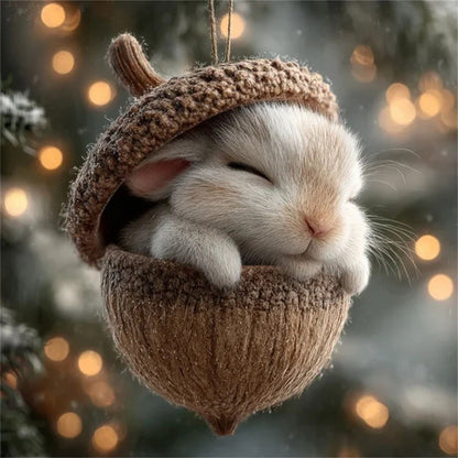 Acrylic Xmas Tree Decorations 2D Animal Ornament Pendant Cute Animal Rustic Seasonal Decor For Tree Window Christmas Present