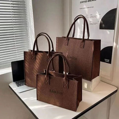 Fashion S/M/L Women Felt Shoulder Bag Simple Solid Color Messenger Bag Handbag Large Capacity Travel Casual Crossbody Bags