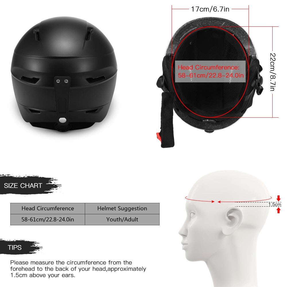 Snowboard Helmet Detachable Earmuff Men Women Safety Skiing Helmet with Goggle Fixed Strap Professional Skiing Snow Sports