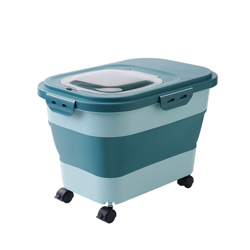 Recipiente Dobrável para Ração de Cães e Gatos de 6/15 Litros, Caixa para Ração Seca de Gatos com Tampas, Recipientes Herméticos para Armazenamento de Grãos e Arroz de Cozinha