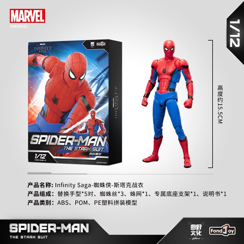 Kit de Modelo Homem-Aranha Fondjoy Escala 1/12 Figura de Ação Articulada Traje Stark da Saga do Infinito Brinquedo Infantil de Presente