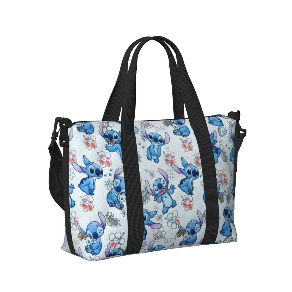 Custom Large SLilo And Stitch Cartoon Tote Bag Women Anime Shopping Shoulder Beach Gym Travel Bag