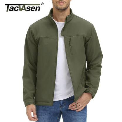 TACVASEN Waterproof Fleece Lining Windbreaker Mens Winter Work Jackets Zipper Pocket Casual Coats Full Zip Outwear Tops