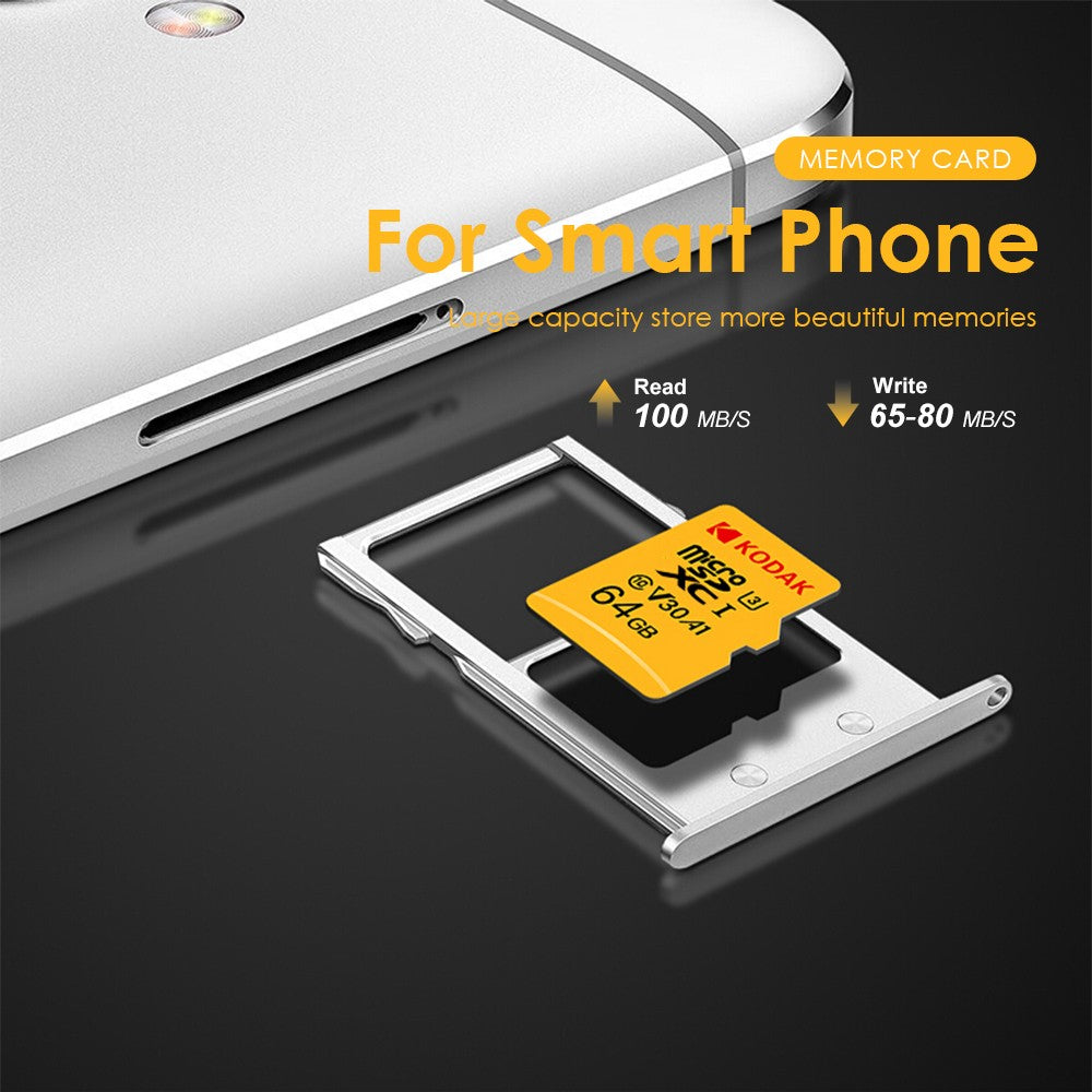 Cartão de Memória KODAK Original 256GB 128GB U3 4K Micro SD Card 64GB 32GB A1 SDHC Microsd UHS-I C10 TF Trans Flash Microsd