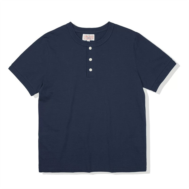 Red Tornado Short Sleeve Henley T-Shirt Heavyweight Cotton Men Every Day Tee Amekaji