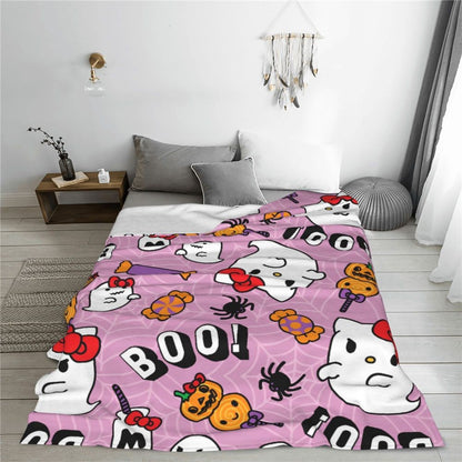 Christmas Hello Kitty Blankets Quality Warm Throw Blanket Winter Travel Office Couch Bed Graphic Bedspread