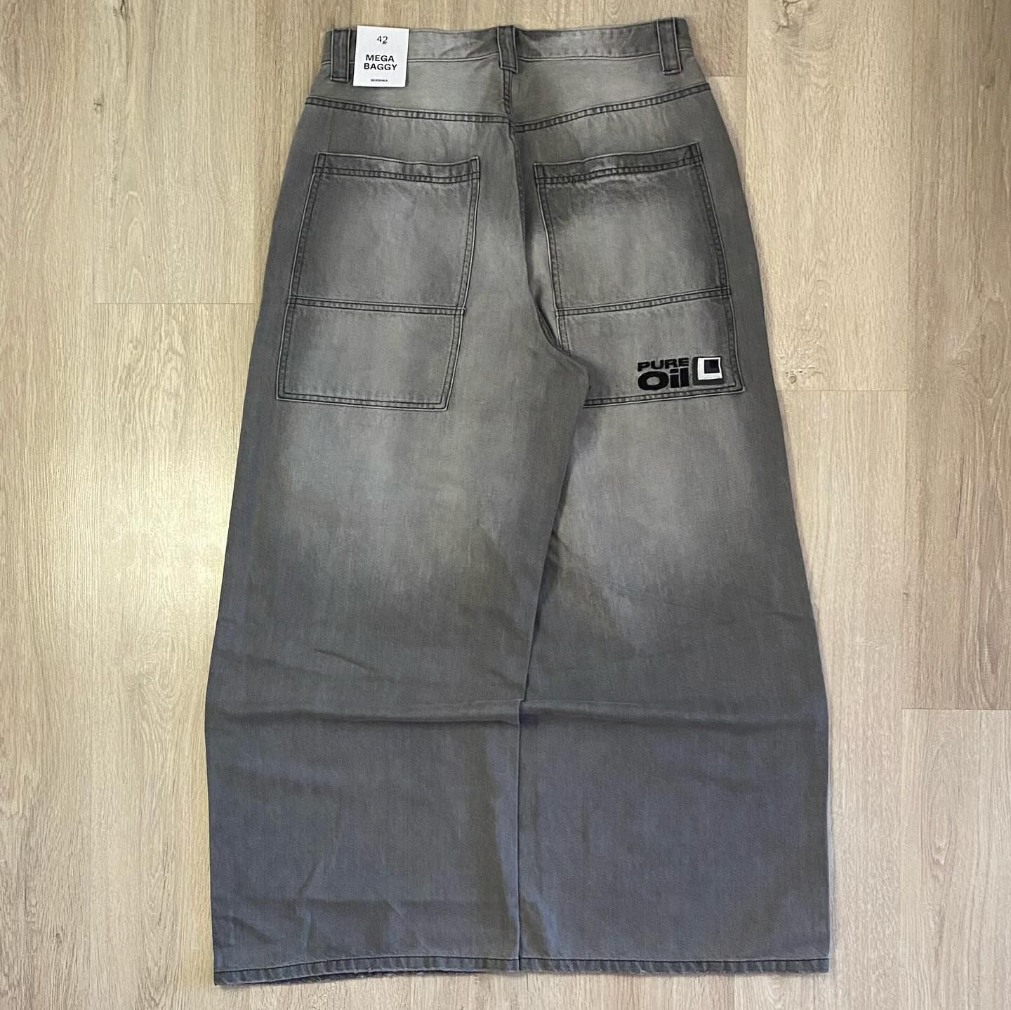 Street New Fashion Red Skull Embroidered Blue Washed Wide-leg Jeans Female Y2K Vintage Hip Hop Popular High Waist Denim Trousers