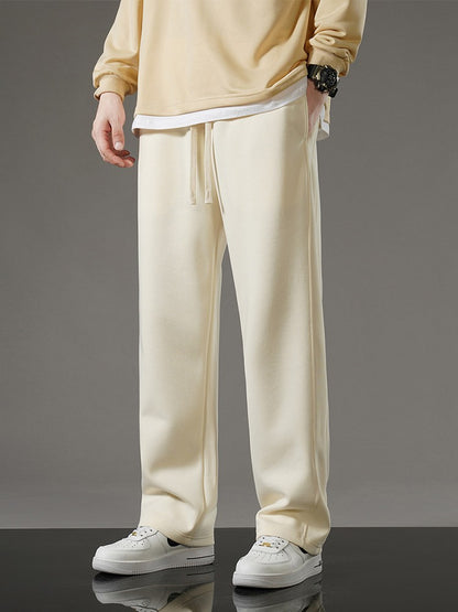 Spring Autumn Men Sweatpants Korean Fashion Sportswear Drawstring Wide Leg Straight Track Pants Cotton Casual Loose Trousers
