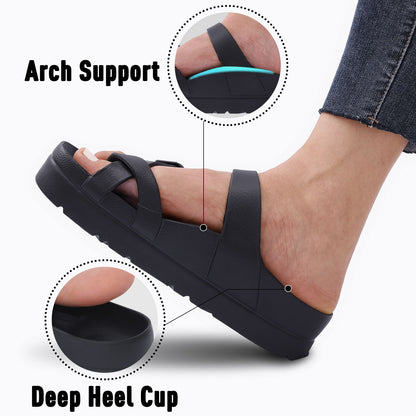 Shevalues Comfy Casual Women Slippers With Adjustable Buckle Soft Outdoor Beach Sandals Fashion Shoes Platform Women Sandals