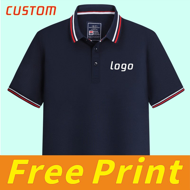 100% linen cotton polo shirt, T-shirt, breathable collar, short sleeved, custom printed logo, embroidered men's and women's work