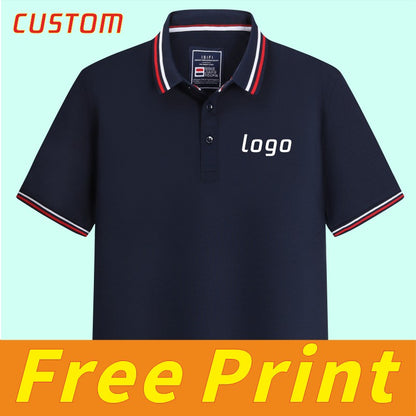 100% linen cotton polo shirt, T-shirt, breathable collar, short sleeved, custom printed logo, embroidered men's and women's work