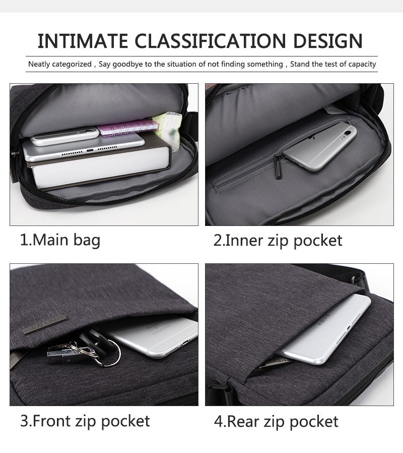 TINYAT Man's Simple Waist Bag Water Resistant Shoulder Bag Business Crossbody Bag work outdoor  for Daily Use Travel Office