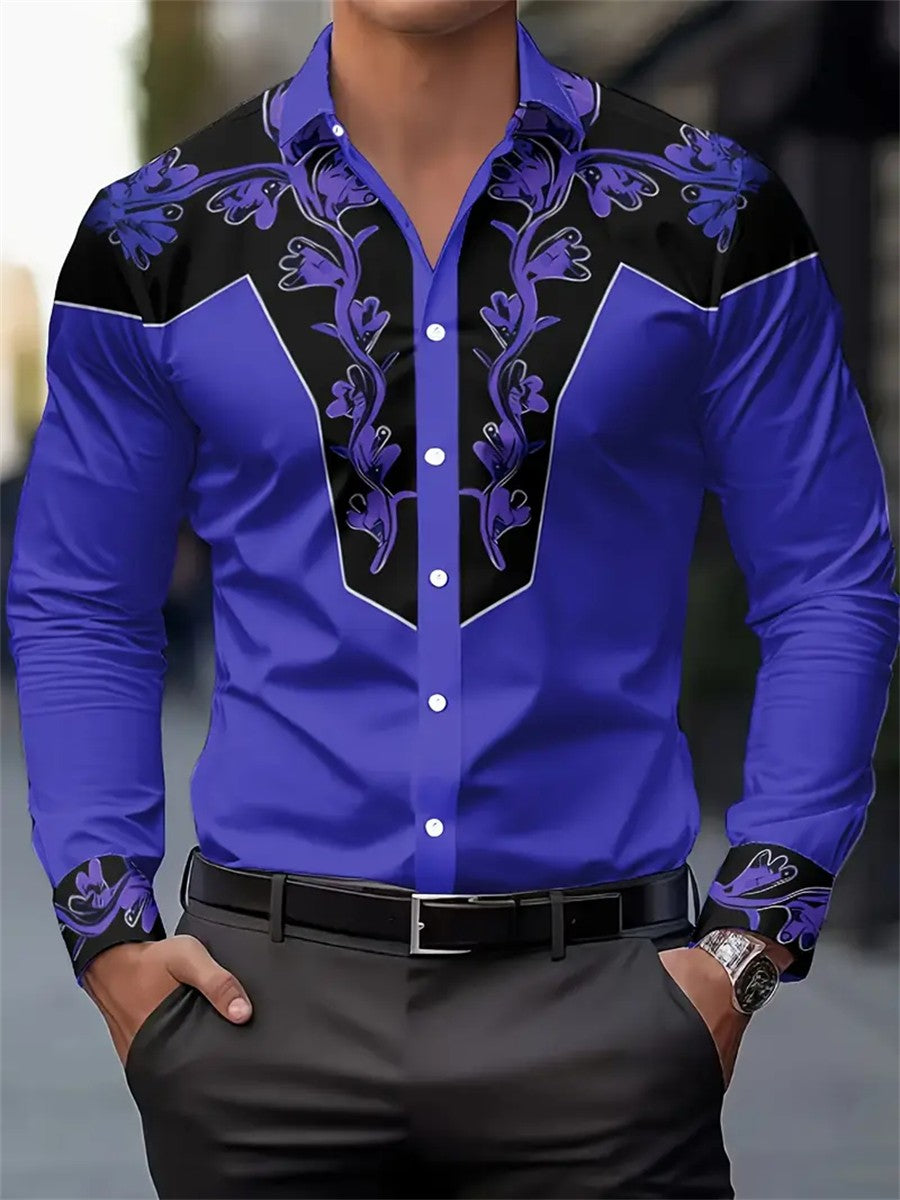 Men's Long Sleeve Shirt 3D Printing Clothing Mexican Style Vintage Denim Comfortable High Quality Button Lapel Men's Tops